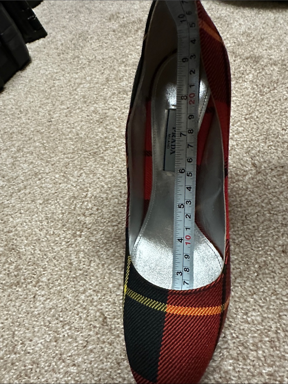 Holiday Prada Never Worn Plaid Stacked Heel - Picture 9 of 10